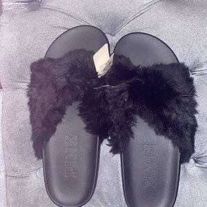 PINK fluffy slippers U.S. size 6 1/2